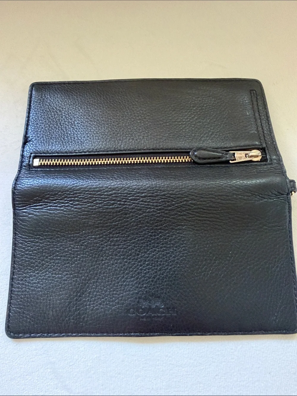 Coach Black Pebbled Leather Long Wallet - Classic Style